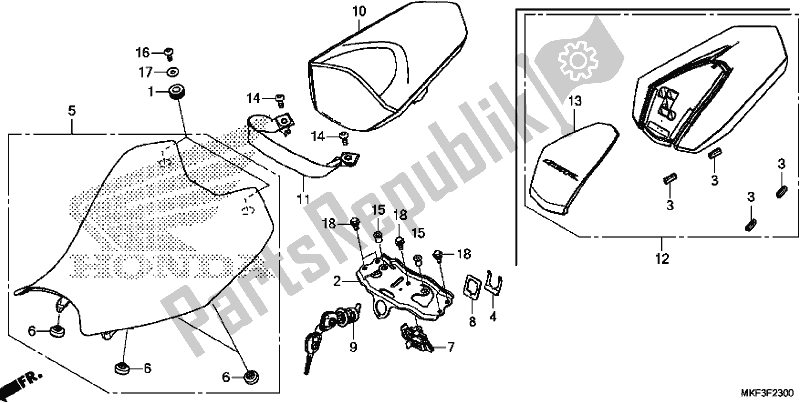 Wszystkie części do Siedzenie Honda CBR 1000 RA 2017