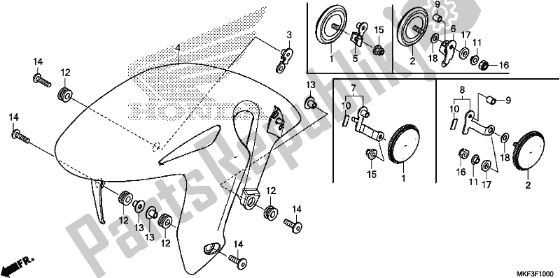 All parts for the Front Fender of the Honda CBR 1000 RA 2018