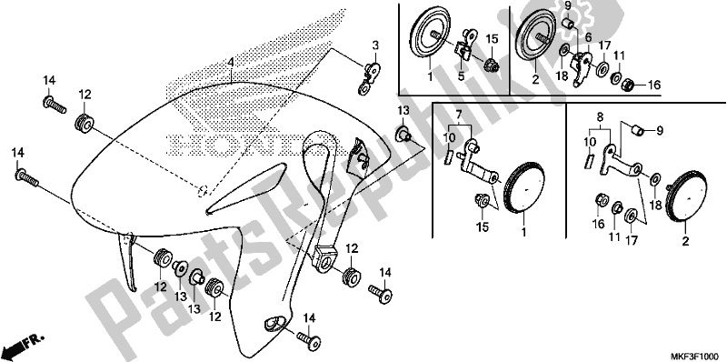 Todas las partes para Guardabarros Delantero de Honda CBR 1000 RA 2018