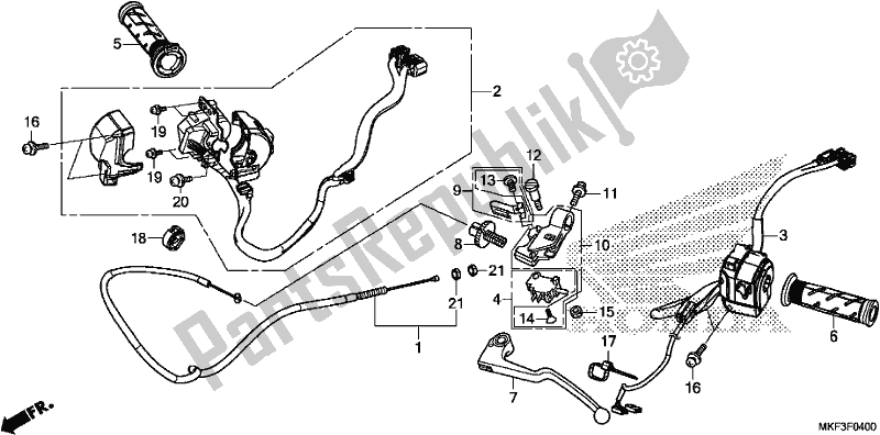 All parts for the Handle Lever/switch/cable of the Honda CBR 1000 RA 2018