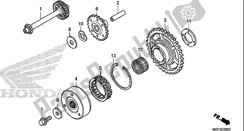 Todas as partes de Embreagem De Partida do Honda CBR 1000 RA 2018