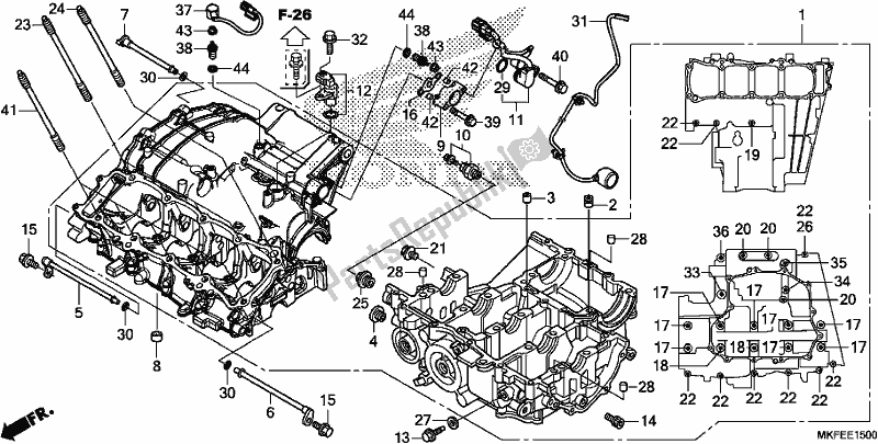 All parts for the Crankcase of the Honda CBR 1000 RA 2019