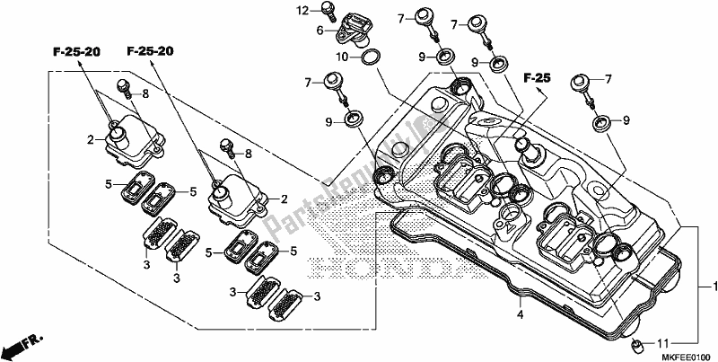 All parts for the Cylinder Head Cover of the Honda CBR 1000 RA 2019