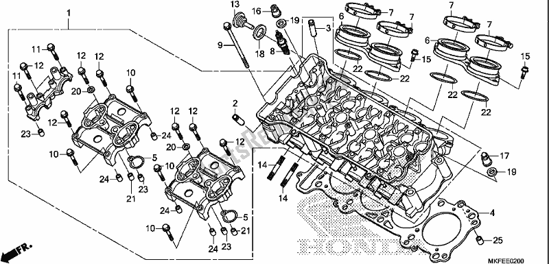 All parts for the Cylinder Head of the Honda CBR 1000 RA 2019