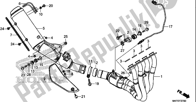 All parts for the Exhaust Muffler of the Honda CBR 1000 RA 2019
