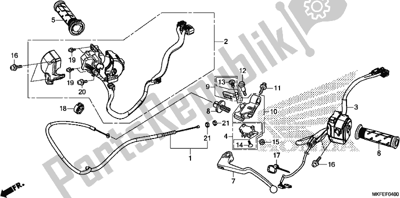 Todas as partes de Handle Lever/switch/cable do Honda CBR 1000 RA 2019