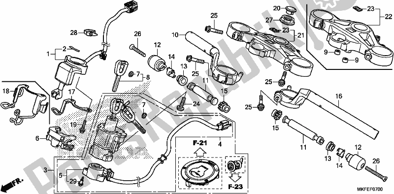 Tutte le parti per il Handle Pipe/top Bridge del Honda CBR 1000 RA 2019