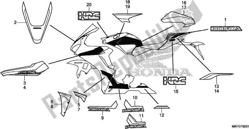 All parts for the Mark/stripe (2) of the Honda CBR 1000 RA 2019