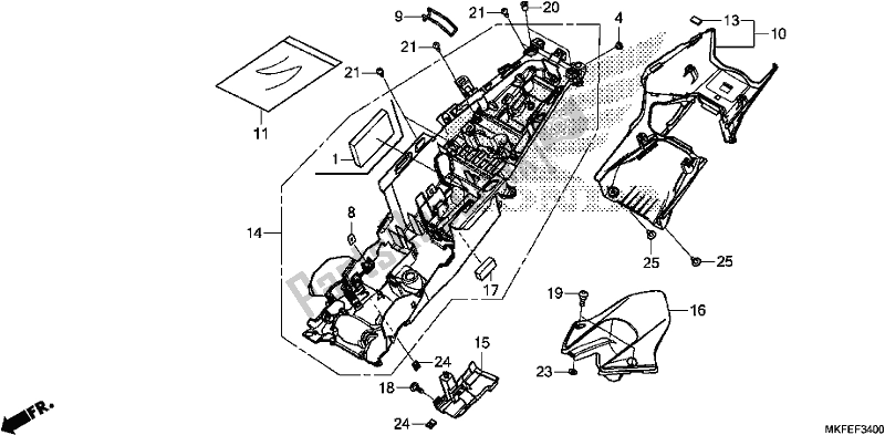 Tutte le parti per il Parafango Posteriore del Honda CBR 1000 RA 2019