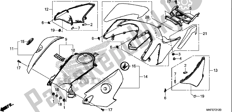 All parts for the Shelter of the Honda CBR 1000 RA 2019