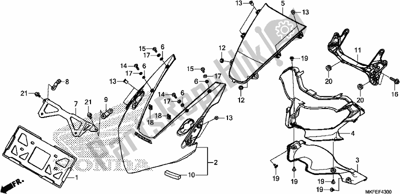 Tutte le parti per il Cappuccio Superiore del Honda CBR 1000 RA 2019