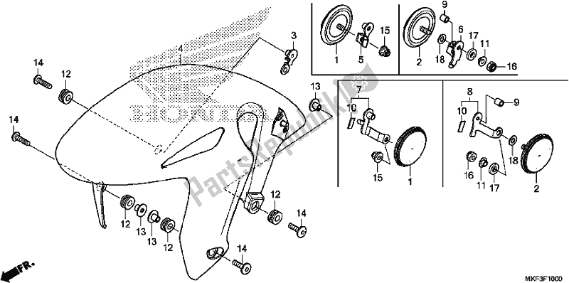 All parts for the Front Fender of the Honda CBR 1000S1 2017