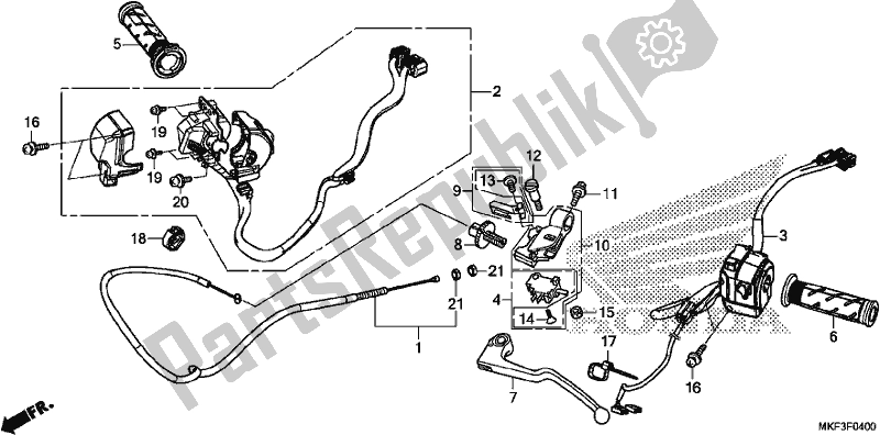 All parts for the Handle Lever/switch/cable of the Honda CBR 1000S1 2017