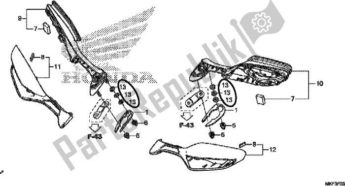 All parts for the Mirror of the Honda CBR 1000S1 2017