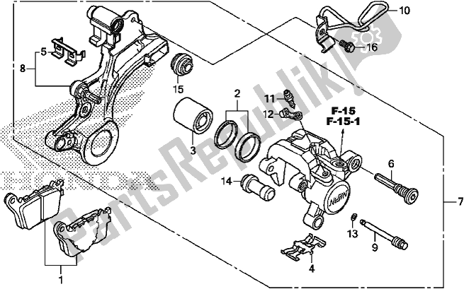 All parts for the Rear Brake Caliper of the Honda CBR 1000S1 2017