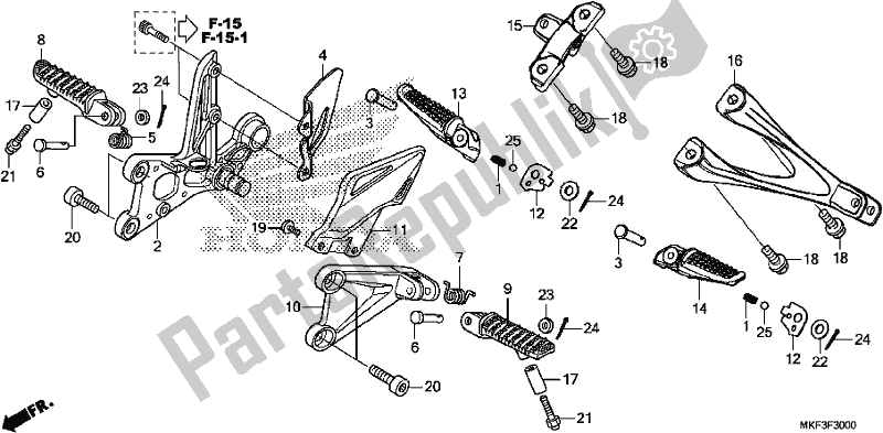 All parts for the Step of the Honda CBR 1000S1 2017