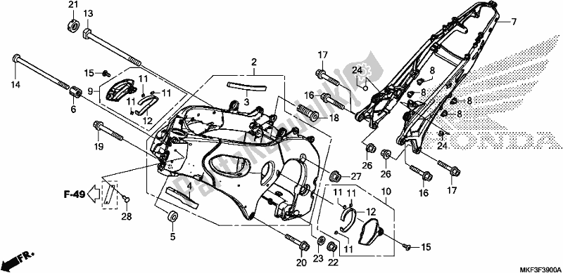 All parts for the Frame Body of the Honda CBR 1000S1 2018