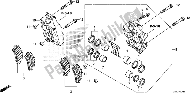 Wszystkie części do Zacisk Hamulca Przedniego Honda CBR 1000S1 2018