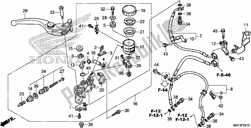 Todas as partes de Cilindro Mestre Do Freio Dianteiro do Honda CBR 1000S1 2018