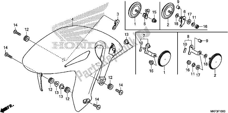 All parts for the Front Fender of the Honda CBR 1000S1 2018