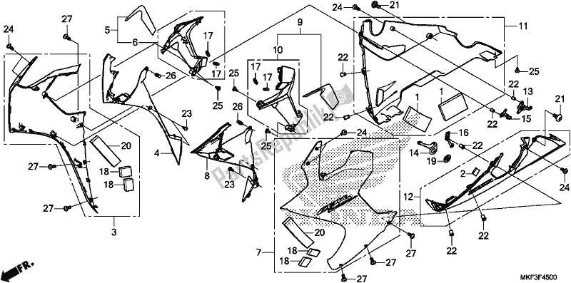 Wszystkie części do ? Rodkowa Maska Honda CBR 1000S1 2018