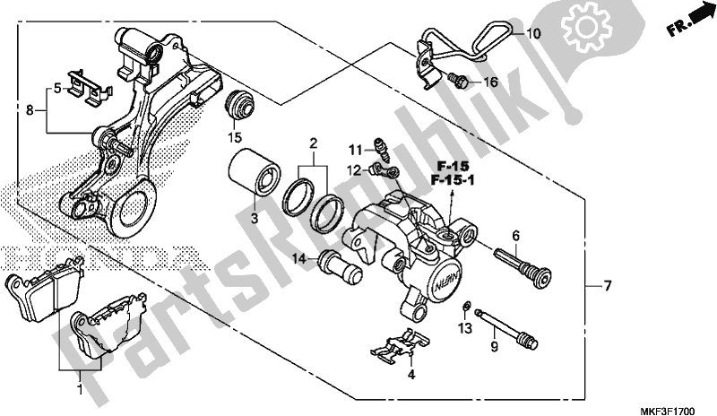 Wszystkie części do Zacisk Hamulca Tylnego Honda CBR 1000S1 2018