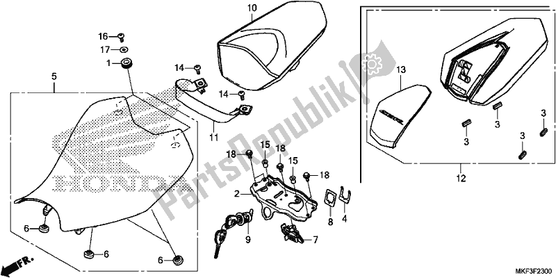 Wszystkie części do Siedzenie Honda CBR 1000S1 2018