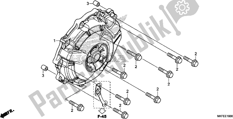 All parts for the A. C. Generator Cover of the Honda CBR 1000S1 2019