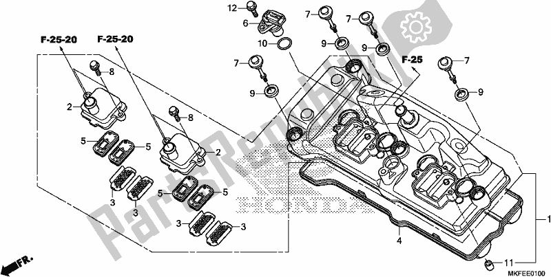 All parts for the Cylinder Head Cover of the Honda CBR 1000S1 2019