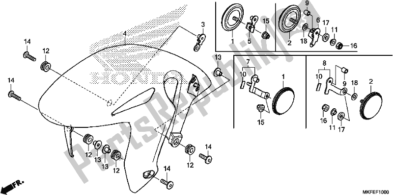 All parts for the Front Fender of the Honda CBR 1000S1 2019