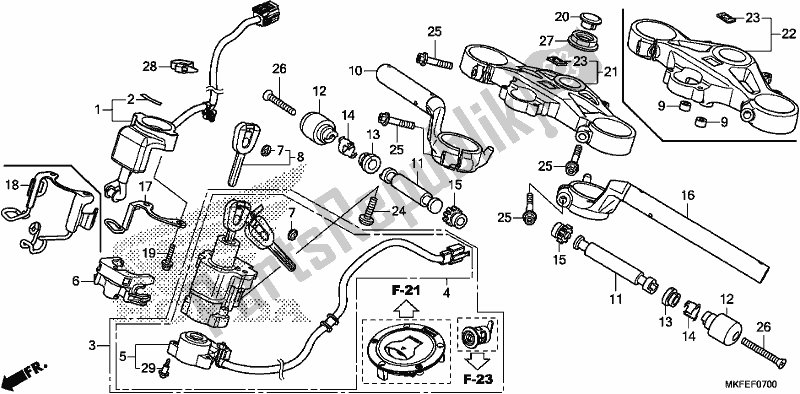Todas as partes de Handle Pipe/top Bridge do Honda CBR 1000S1 2019