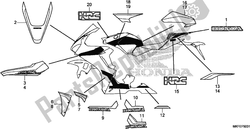 Todas las partes para Mark/stripe (2) de Honda CBR 1000S1 2019