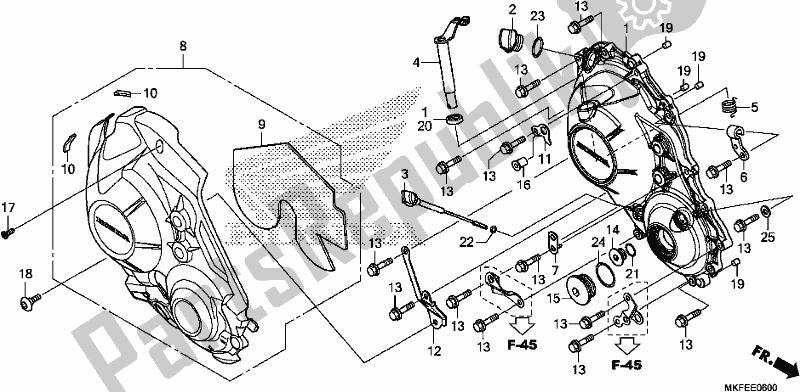 All parts for the Right Crankcase Cover of the Honda CBR 1000S1 2019