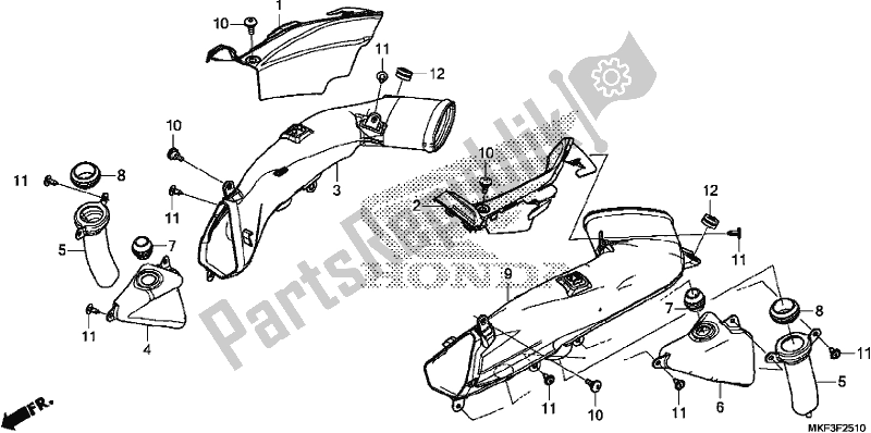 Alle onderdelen voor de Air Intake Duct van de Honda CBR 1000S2 2017