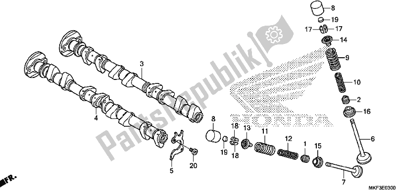 Todas as partes de árvore De Cames / Válvula do Honda CBR 1000S2 2017