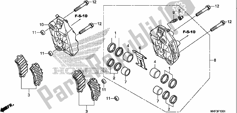 Tutte le parti per il Pinza Freno Anteriore del Honda CBR 1000S2 2017