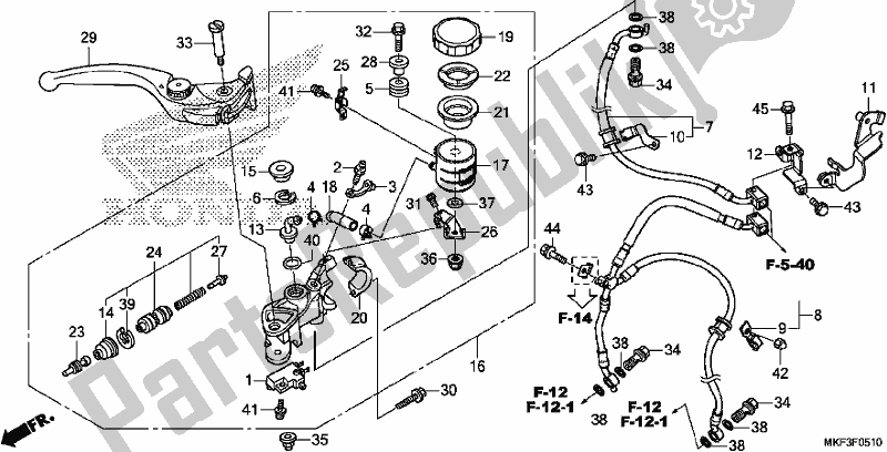Alle onderdelen voor de Voorremhoofdcilinder van de Honda CBR 1000S2 2017