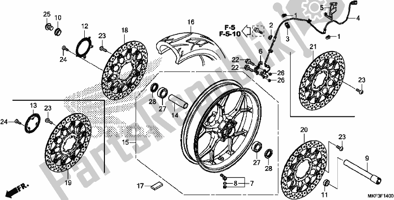 Wszystkie części do Przednie Ko? O Honda CBR 1000S2 2017