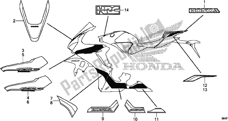 Wszystkie części do Mark/stripe (2) Honda CBR 1000S2 2017