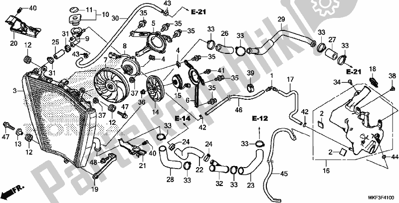 Alle onderdelen voor de Radiator van de Honda CBR 1000S2 2017