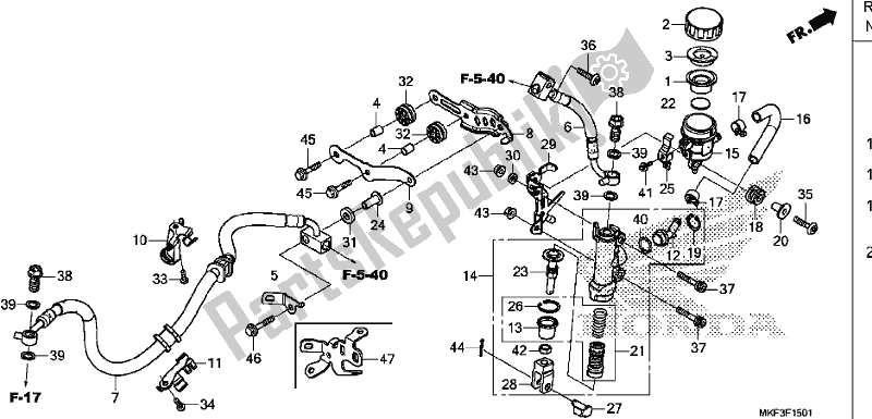Wszystkie części do G?ówny Cylinder Hamulca Tylnego Honda CBR 1000S2 2017