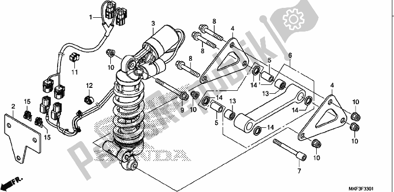 All parts for the Rear Cushion of the Honda CBR 1000S2 2017