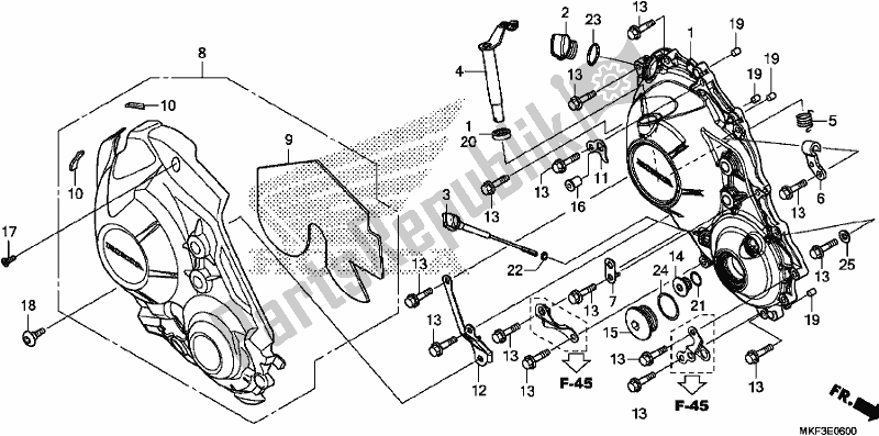 Alle onderdelen voor de Rechter Carterdeksel van de Honda CBR 1000S2 2017