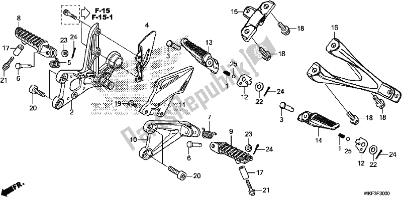 All parts for the Step of the Honda CBR 1000S2 2017