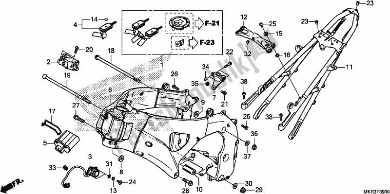 Alle onderdelen voor de Frame Lichaam van de Honda CBR 1000 SP 2020