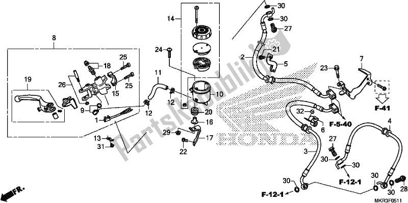 All parts for the Front Brake Master Cylinder of the Honda CBR 1000 SP 2020