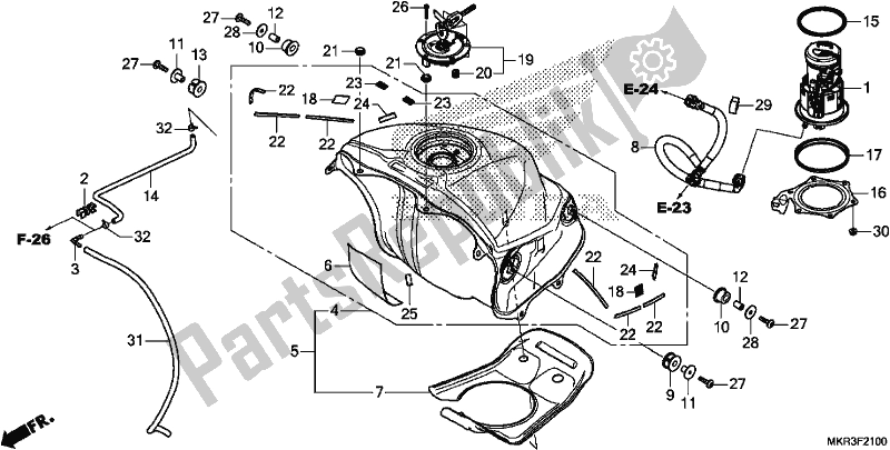 Alle onderdelen voor de Fuel Tank/fuel Pump van de Honda CBR 1000 SP 2020