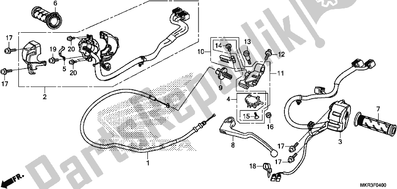 Alle onderdelen voor de Handle Lever/switch/cable van de Honda CBR 1000 SP 2020