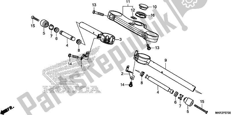 Alle onderdelen voor de Handle Pipe/top Bridge van de Honda CBR 1000 SP 2020