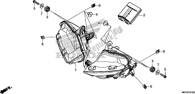All parts for the Headlight of the Honda CBR 1000 SP 2020